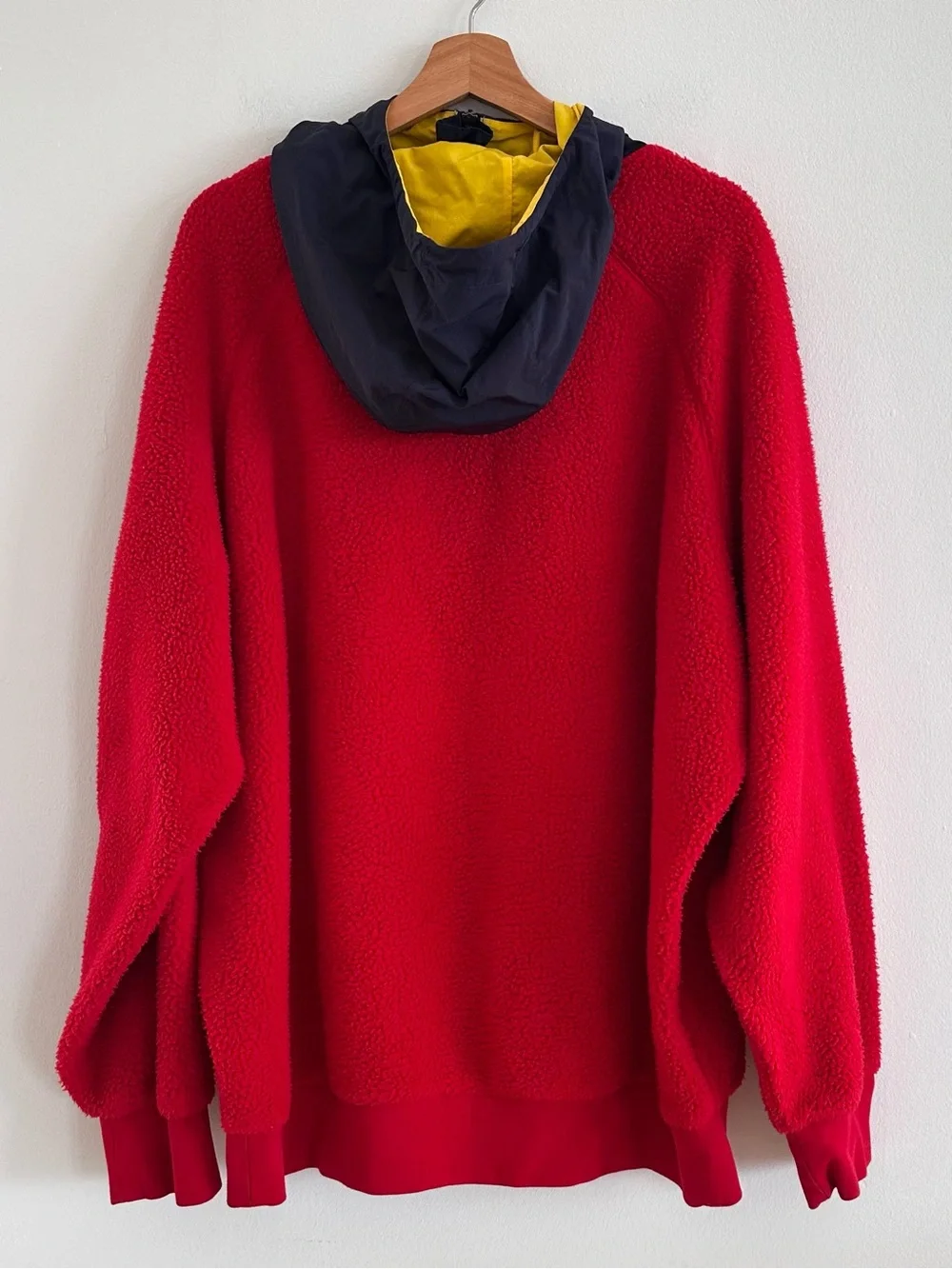 Polo Ralph Lauren Hi Tech Sherpa Fleece Hooded Pullover Red Navy Colorblock XL
